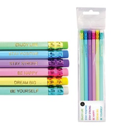 Potloden met gum pastel 6 stuks