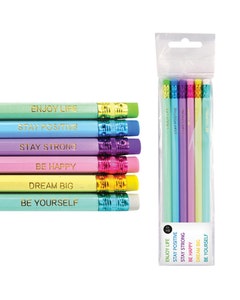 Potloden met gum pastel 6 stuks