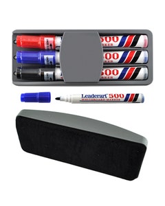 Whiteboardmarker 3 stuks met borstel
