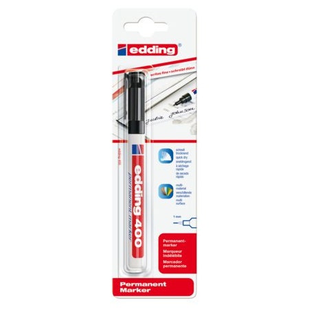 Edding 400 zwart 1mm  ronde punt op blister