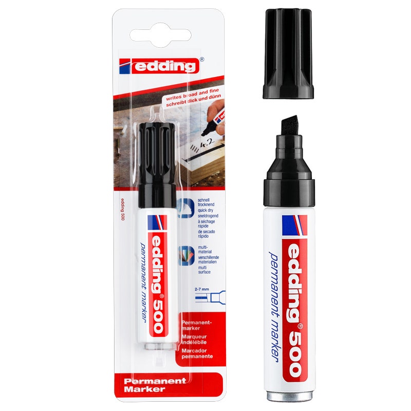 Edding 500 zwart 2-7mm blokpunt op blister