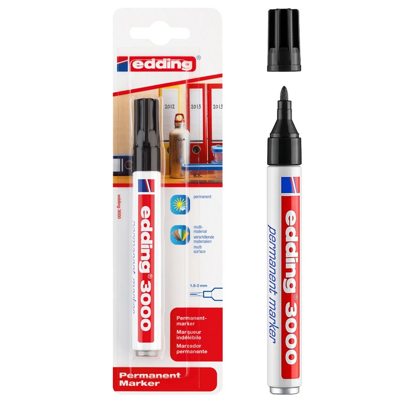 Edding 3000 zwart 1.5-3mm ronde punt op blister