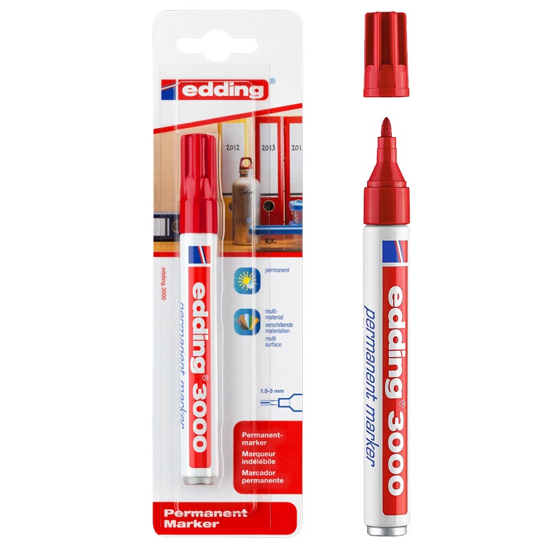 Edding 3000 rood 1.5-3mm ronde punt op blister