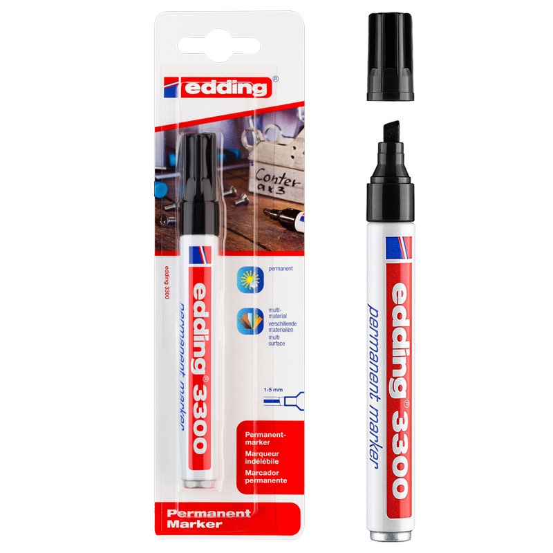 Edding 3300 zwart 1-5mm blokpunt op blister