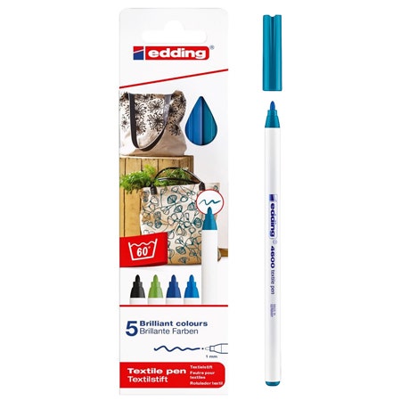 Edding 4600 Textielstift cool 5 stuks 1mm