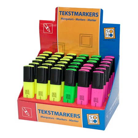 Tekstmarkers SOHO display assorti kleuren