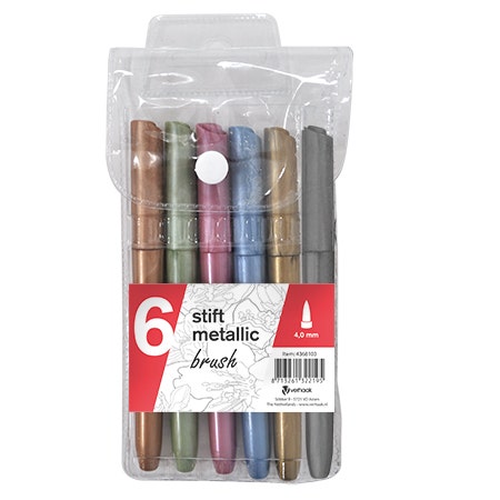 Brushpennen metallic 6 stuks
