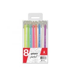 8 gelpennen in pastelkleuren