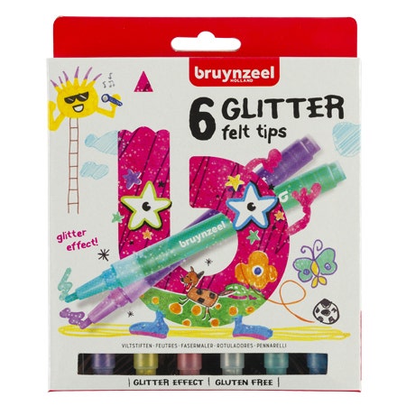 Bruynzeel Kids 6 glitter viltstiften