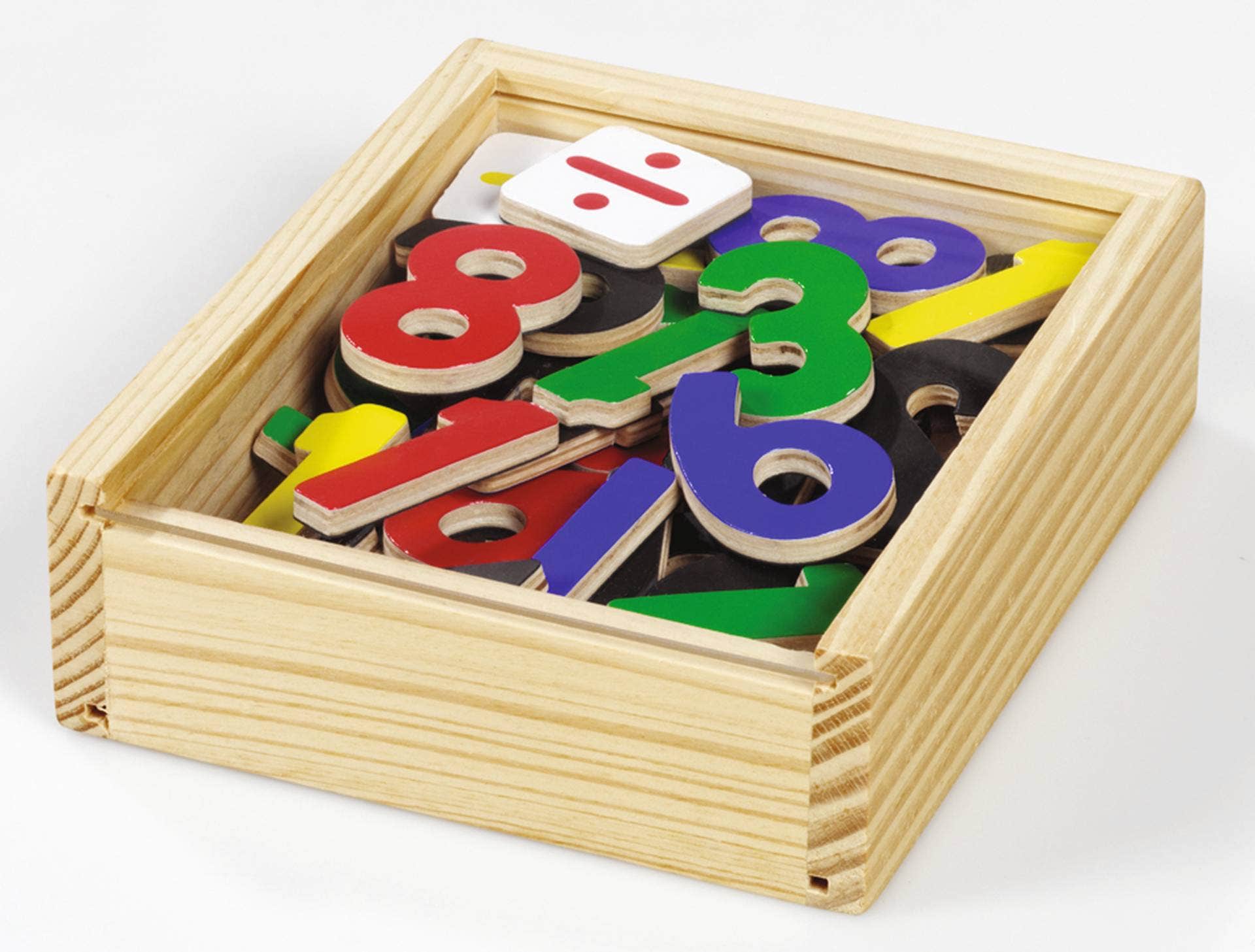 Magnetische cijfers in houten doos