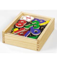 Magnetische cijfers in houten doos