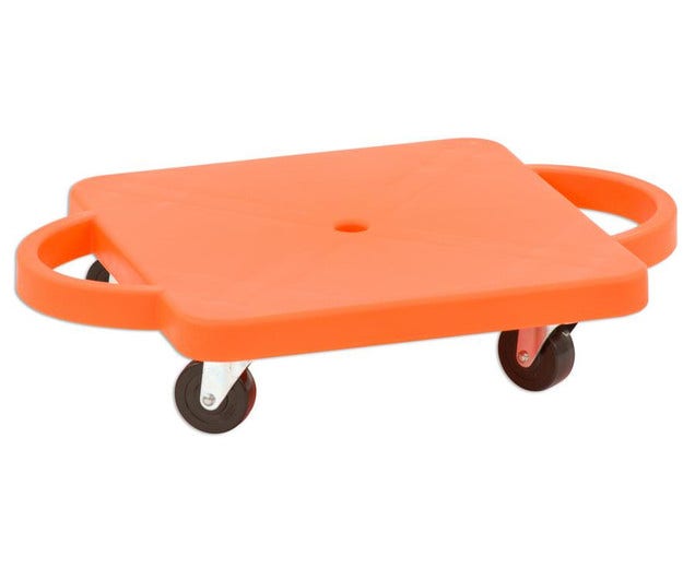 Rolplank met handvatten en kunststof wielen (oranje)