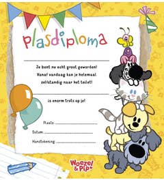 Plasdiploma Woezel en Pip Geel