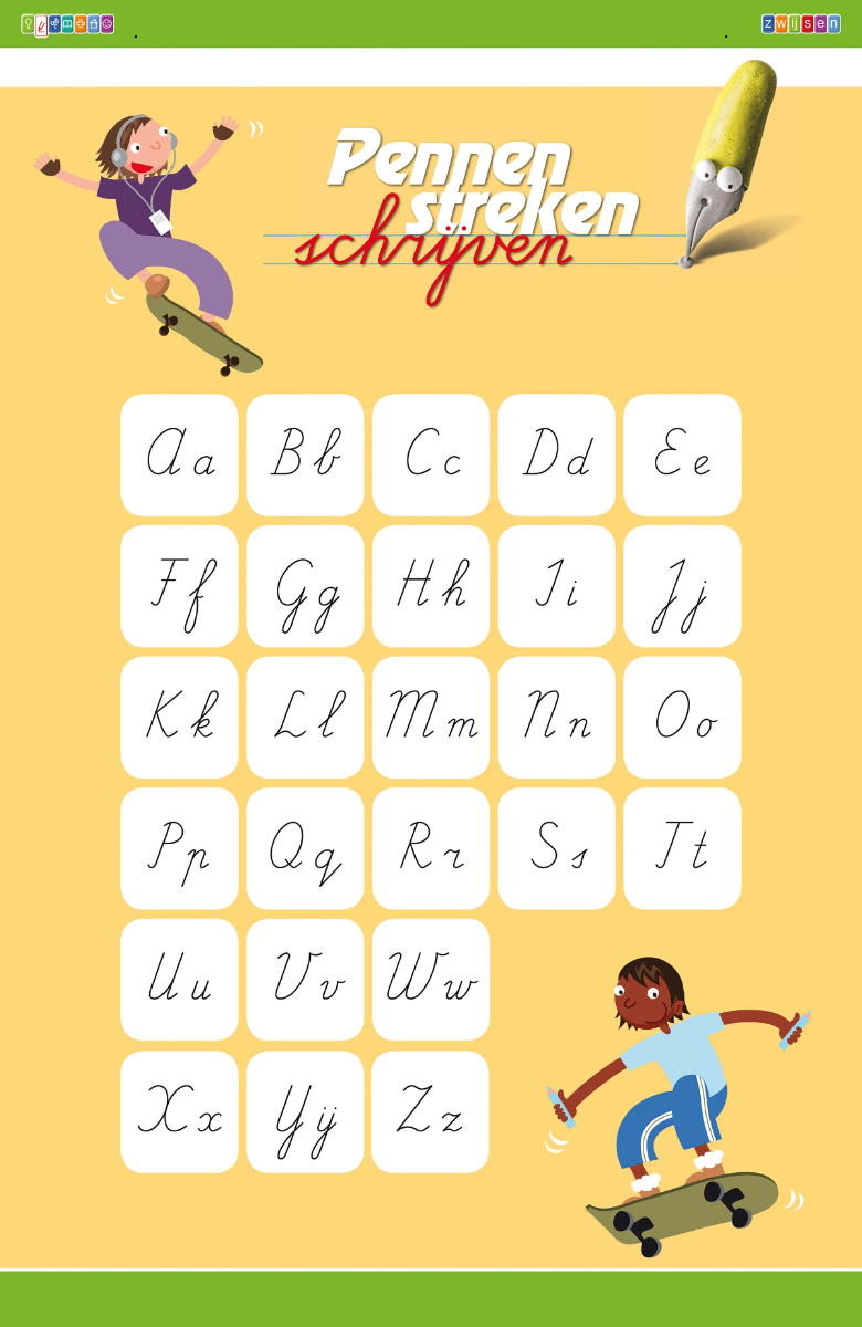 Pennenstreken editie 2 - letterposter groep 4 t/m 8 - Zijde A