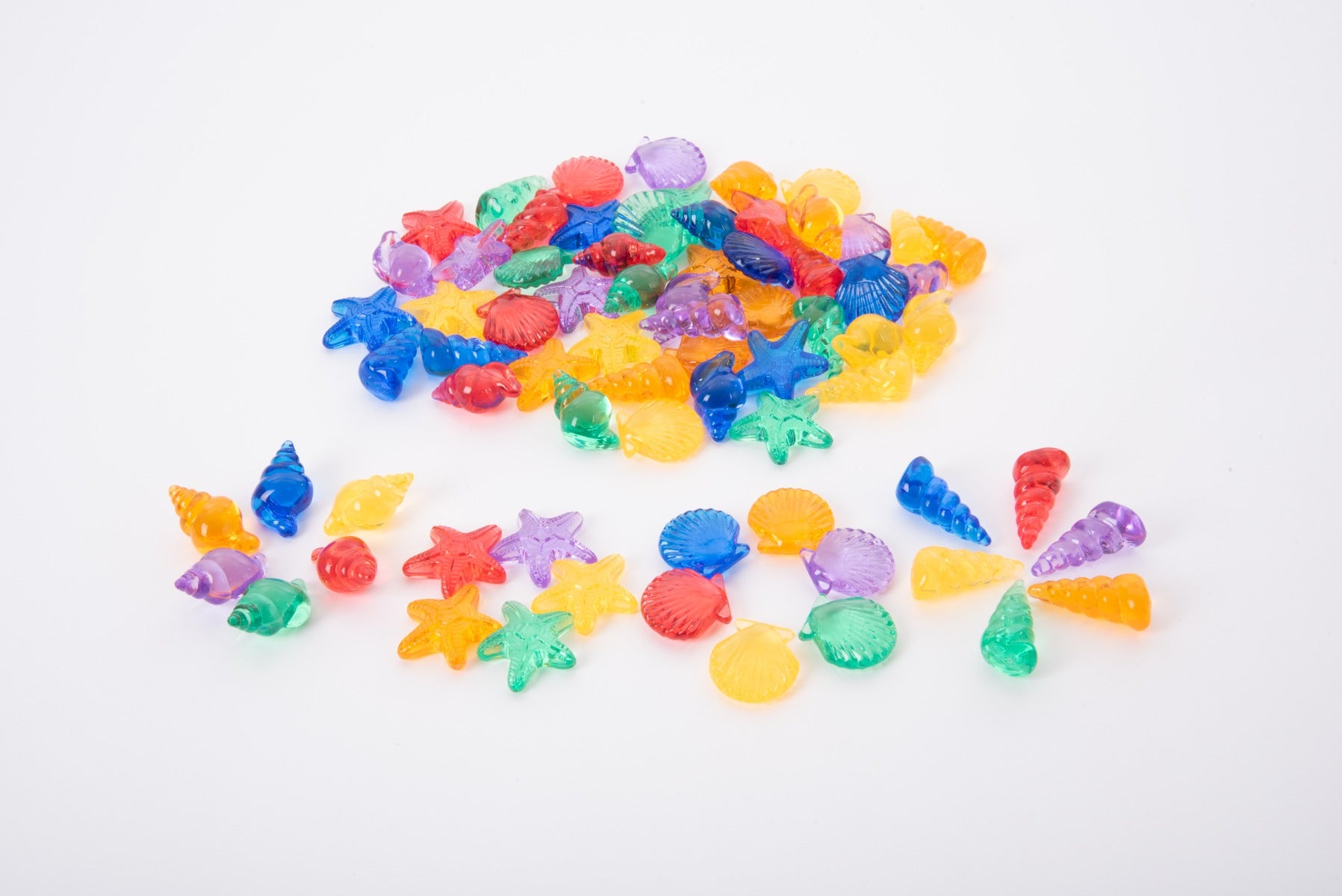 Transparante set van 72 gekleurde Schelpen