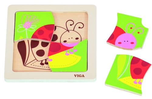 Houten puzzel lieveheersbeestje