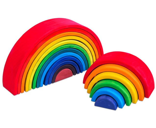 Houten regenboog klein - houtskleur