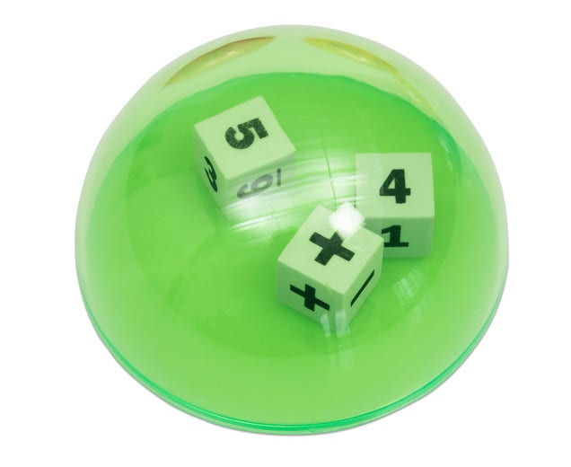 Rekendobbelstenen (12 st. incl. 4 doorzichtige koepels)