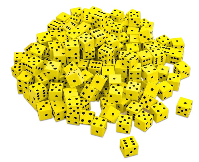 Zachte dobbelstenen - 200 stuks 