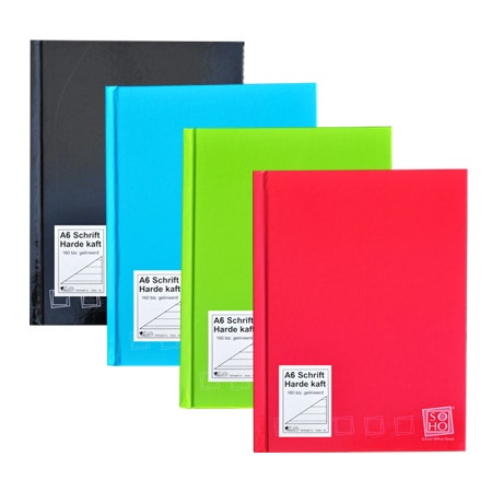 Schrift A6 lijn harde kaft felle kleuren