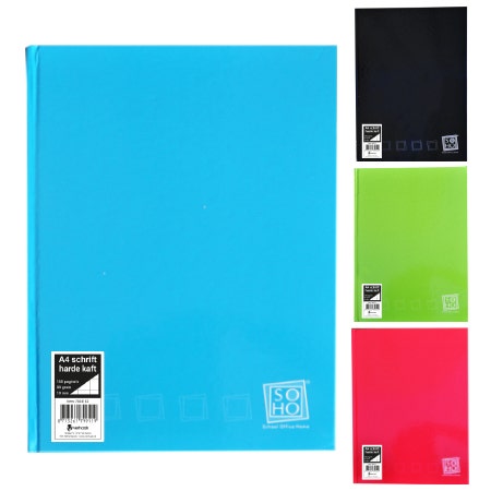 Schrift A4 ruit 10mm harde kaft felle kleuren