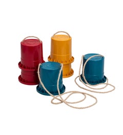 Kleurrijke loopklossen bioplastic (blauw, rood, geel)