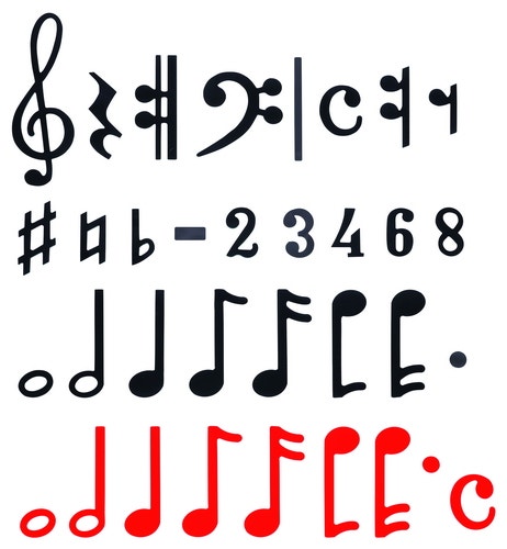 Magnetische muzieknoten (zwart/rood)