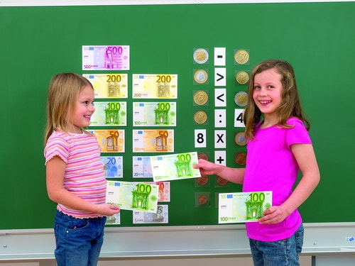 Magnetische euro demonstratie set voor op het bord (in plastic tas)