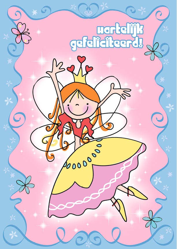 Set van 20 miniposters (A4 kaarten) dansende prinsessen verjaardagskaarten