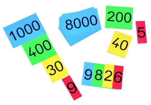 40 kartonnen kaartjes met aantallen 