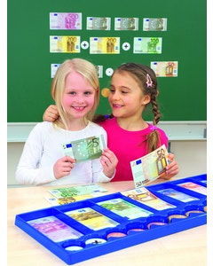 Euro sorteerbak met magnetische biljetten en munten