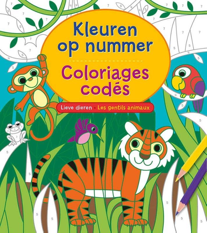 Kleuren op nummer - Lieve dieren / Coloriages codés - Les gentils animaux