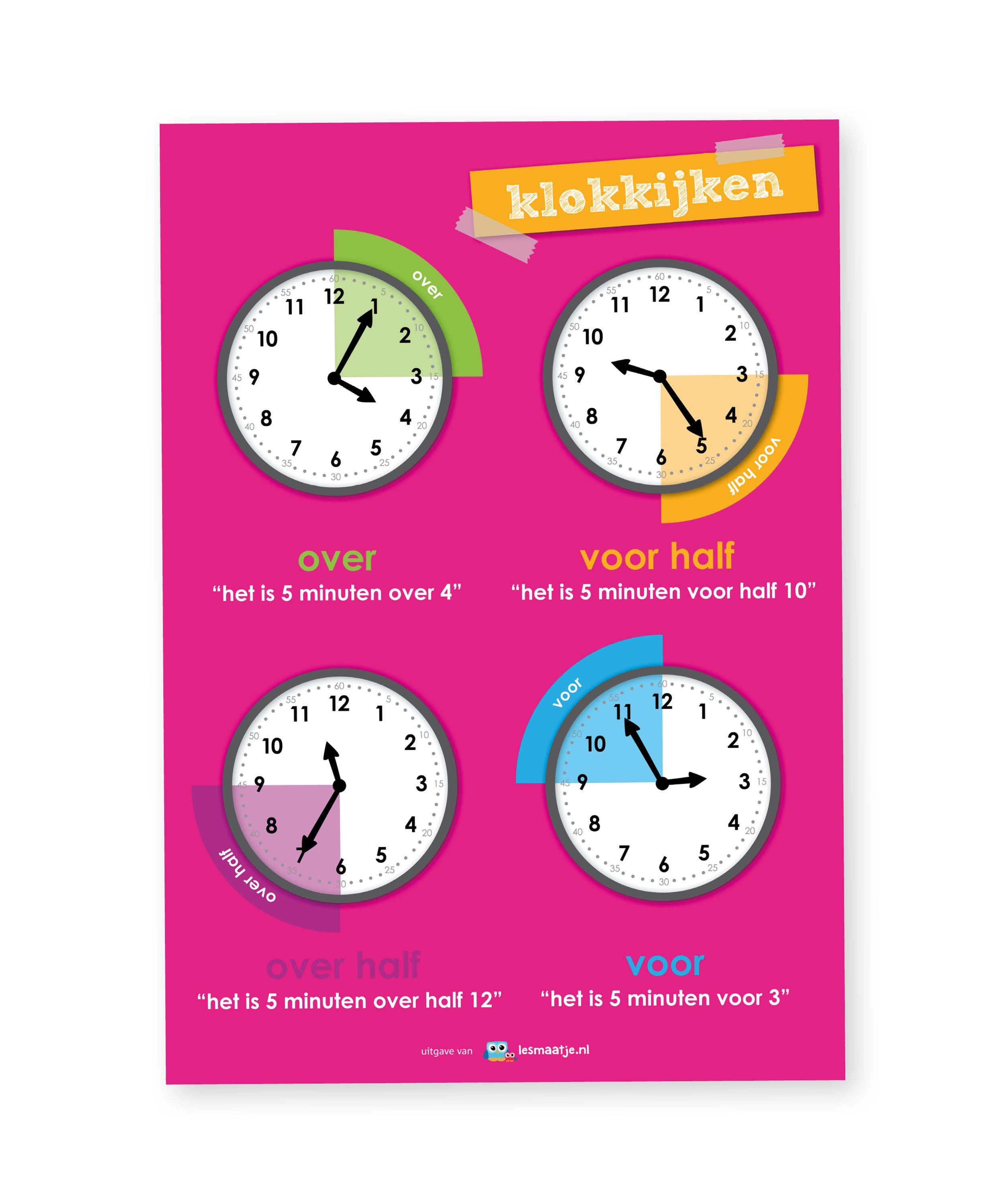 Poster rekenen klokkijken - Lesmaatje