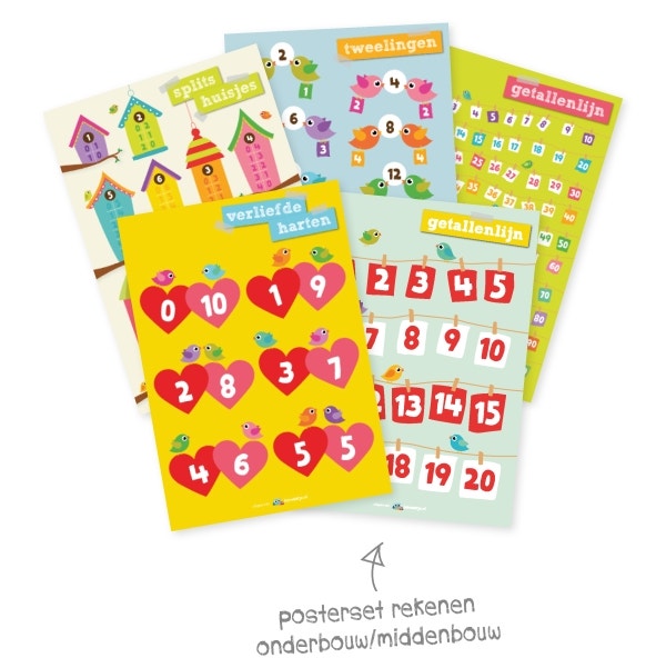 Set rekenposters middenbouw (5 stuks) - Lesmaatje