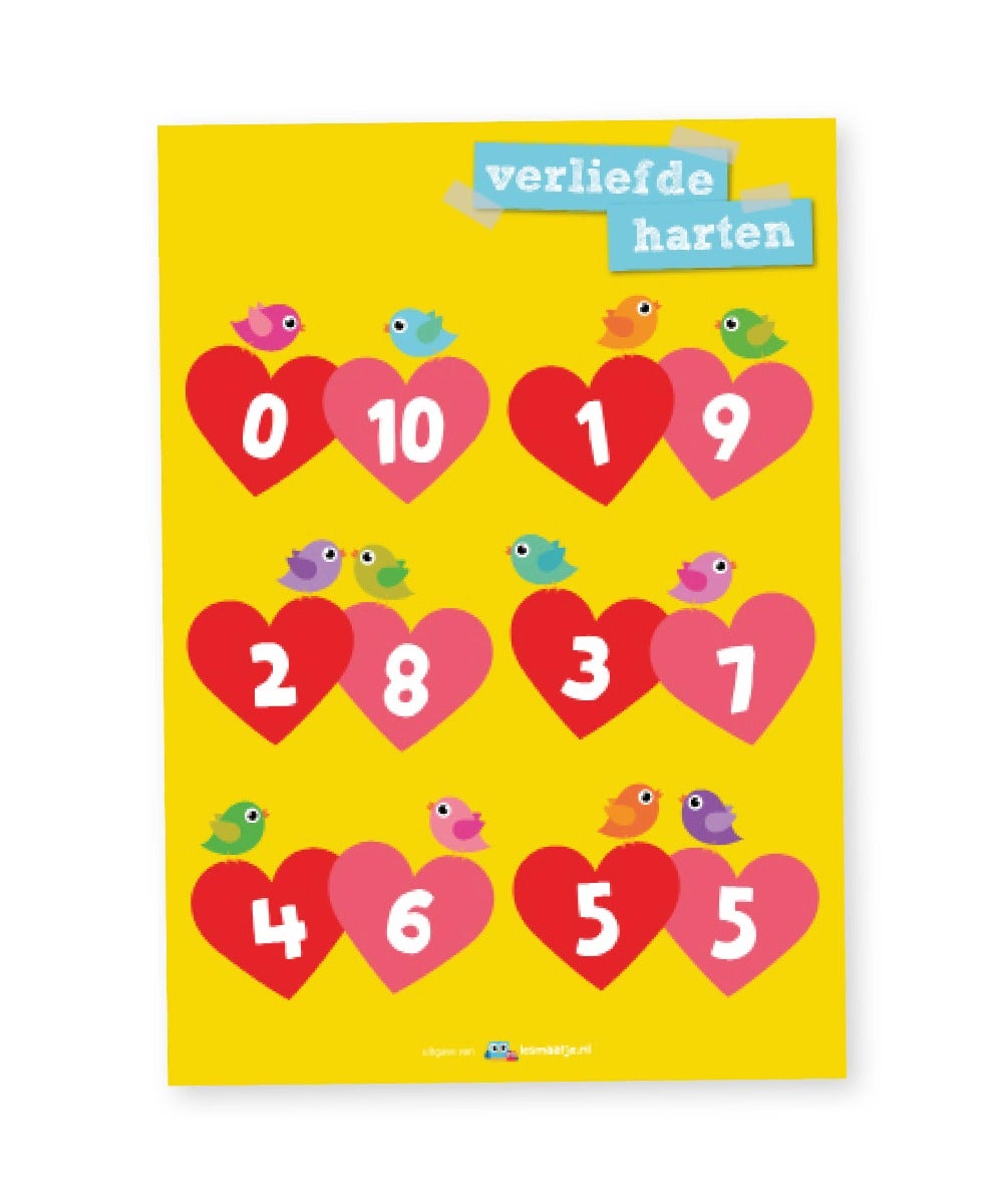Poster rekenen middenbouw verliefde harten - Lesmaatje