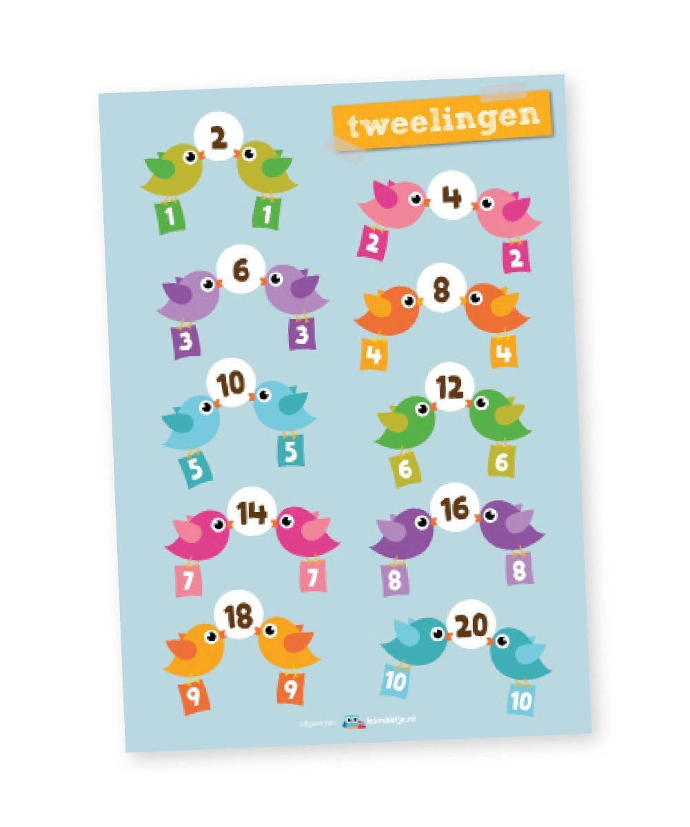 Poster rekenen middenbouw tweelingen - Lesmaatje