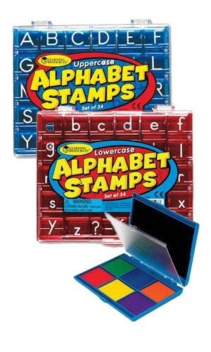 Set: Alfabet stempels (hoofdletters, kleine letters, 7 kleuren inkt)