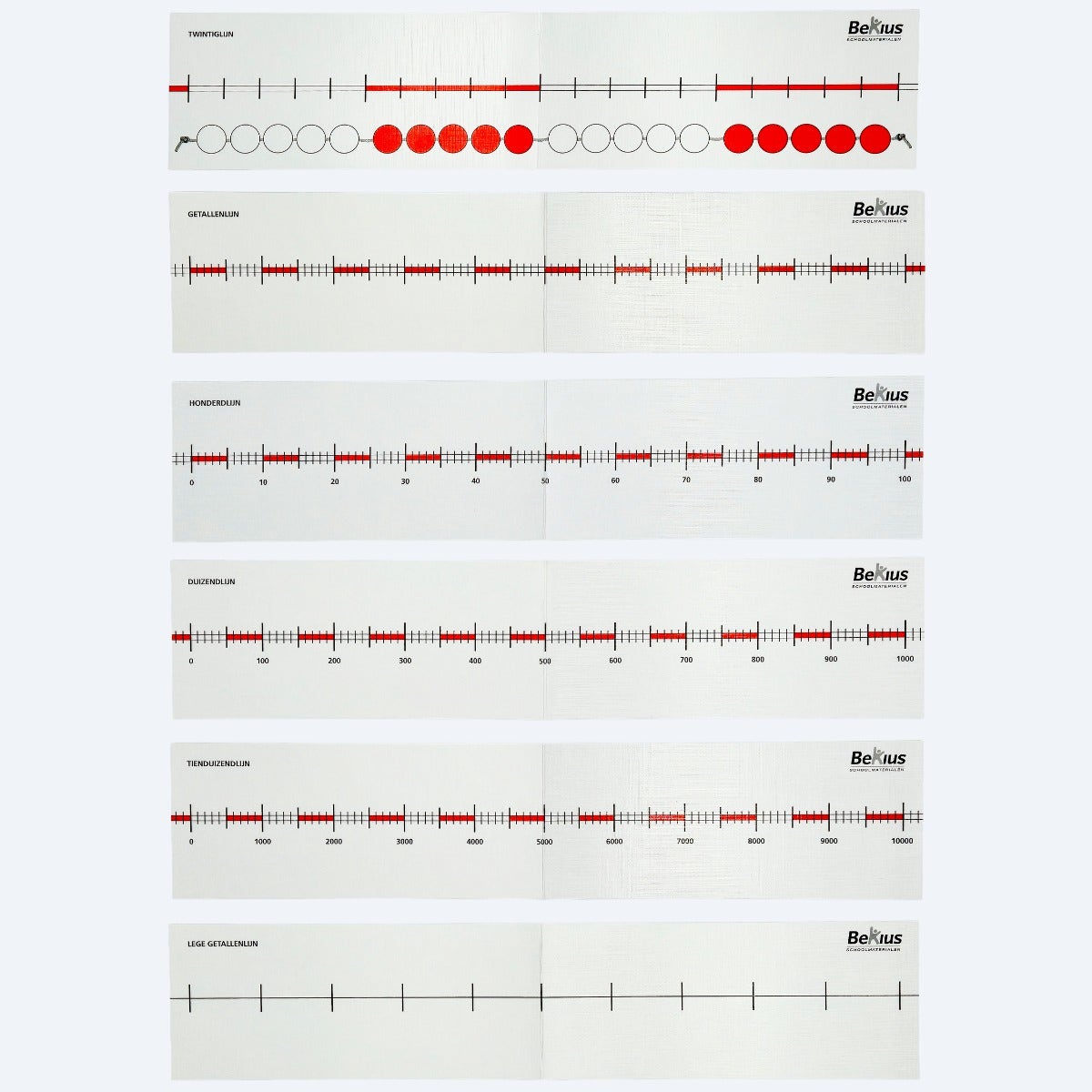 Assortiment getallenlijnen (5 stuks)