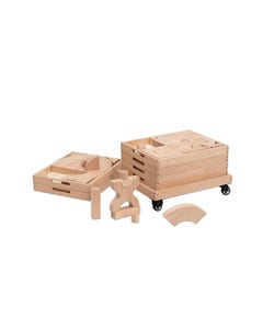 Wagen met houten bouwstenen (basis vormen)