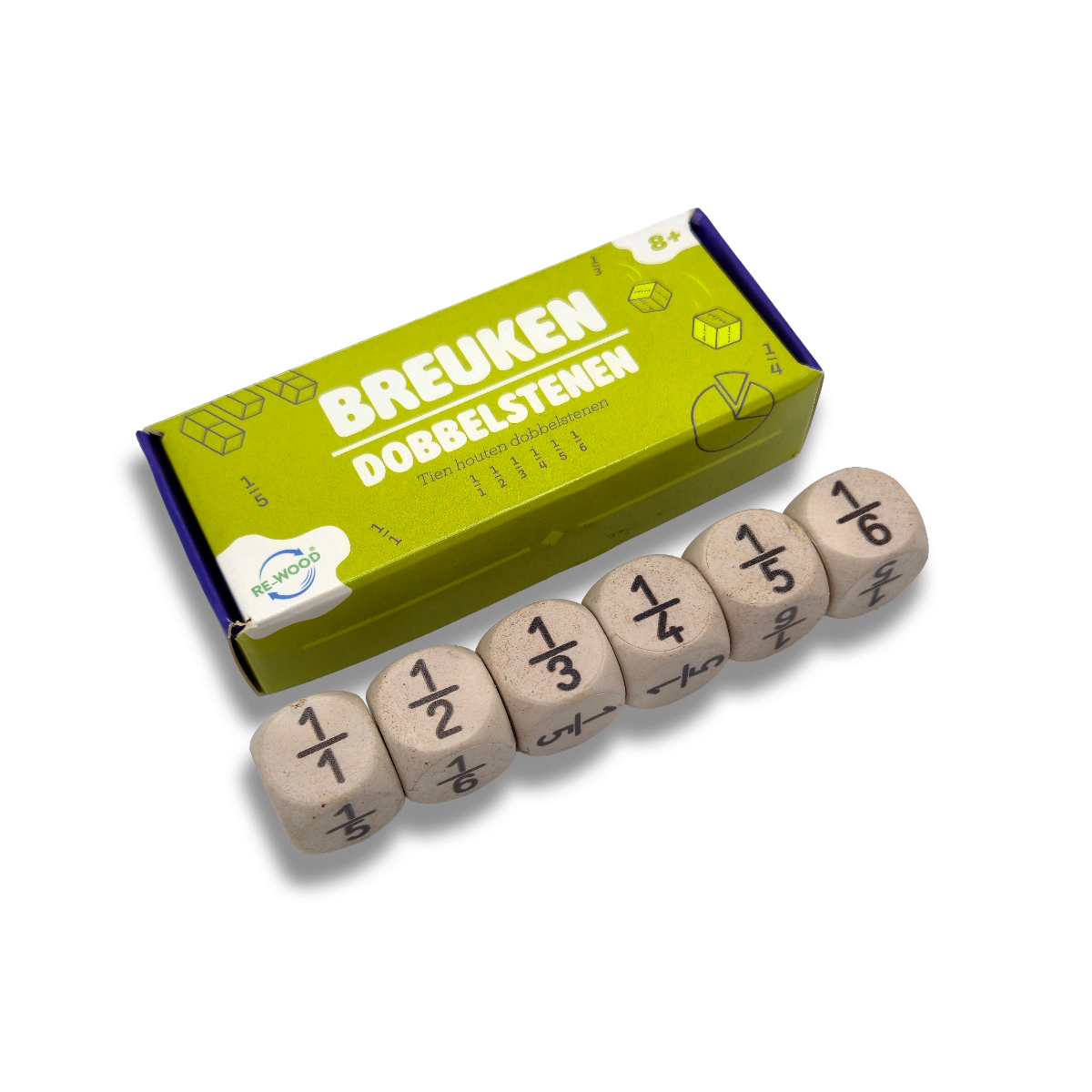 Breukendobbelstenen 1-6 in opbergdoosje | 10 stuks