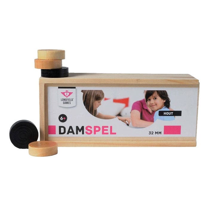 Damstenen in houten kistje