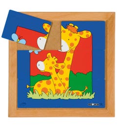 Dierenpuzzels 'Moeder en kind' - Giraffe (6 stukjes)
