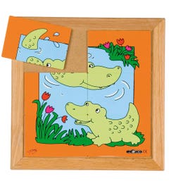 Dierenpuzzels 'Moeder en kind' - Krokodil (6 stukjes)