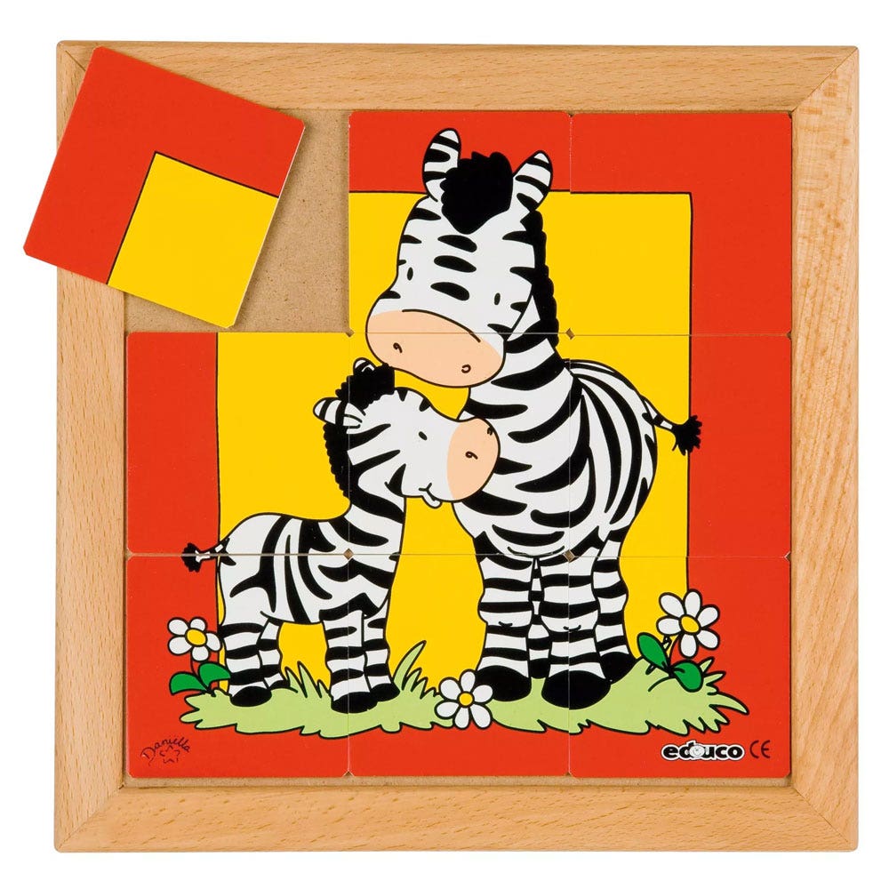 Dierenpuzzels 'Moeder en kind' - Zebra (9 stukjes)