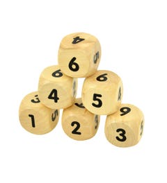 Houten dobbelstenen met cijfers 1-6 | 30 mm (6 st.)