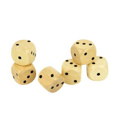 Houten dobbelstenen met stippen 1-3 | 25 mm (6 st.)