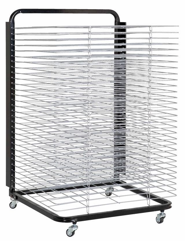 Droogrek verrijdbaar : 30 metalen rekken