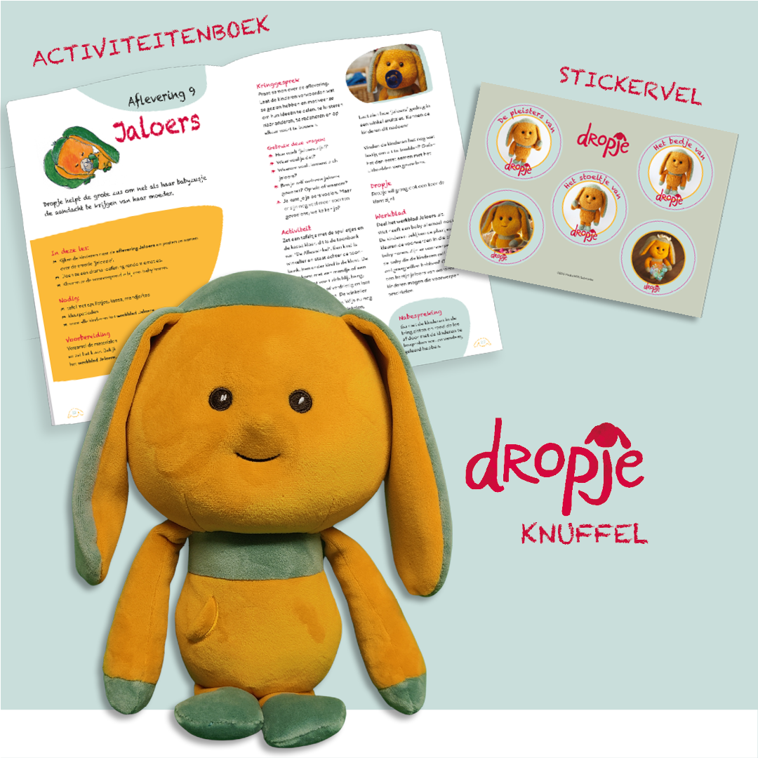Dropje lespakket: activiteitenboek met 26 activiteiten, een stickervel en natuurlijk Dropje als knuffel