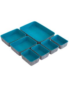 Vilten bakjes 7 stuks turquoise