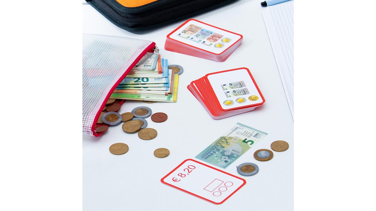 Geldset met oefenkaarten